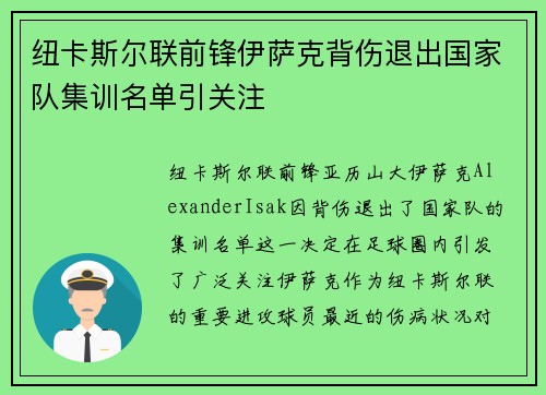 纽卡斯尔联前锋伊萨克背伤退出国家队集训名单引关注